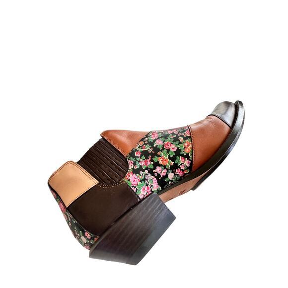 COACH Patchwork Bandit floral printed leather ankle boots booties 6.5‎ / 37 - Picture 11 of 12